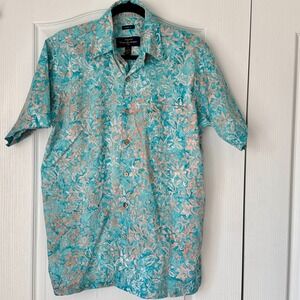 Pete Huntington Bali Shirt Mens Large Hawaiian Floral Short Sleeve Colorful